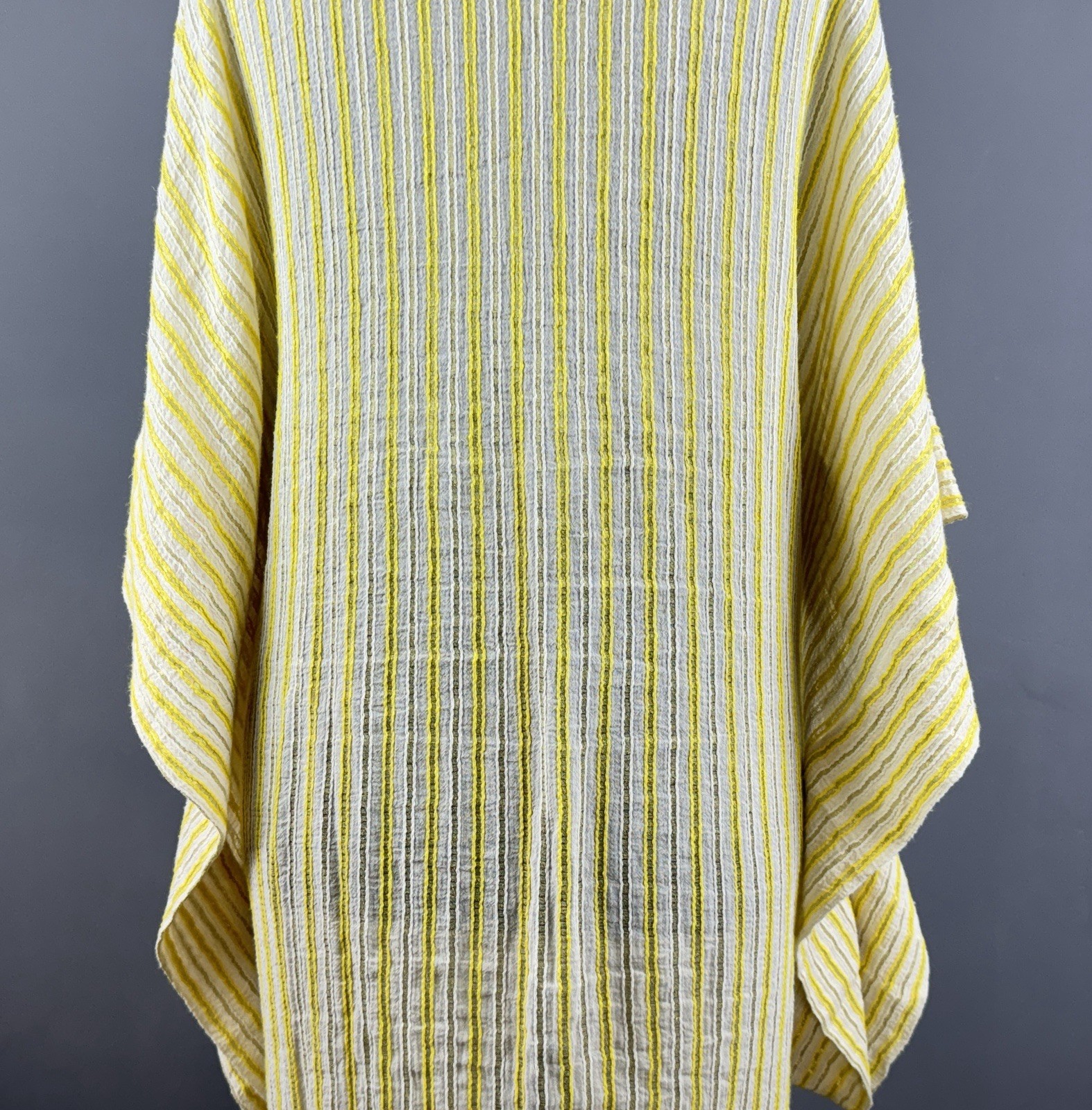 ZEUS DIONE Yellow Striped Oversize Kaftan Style Kimono Dress Size 44