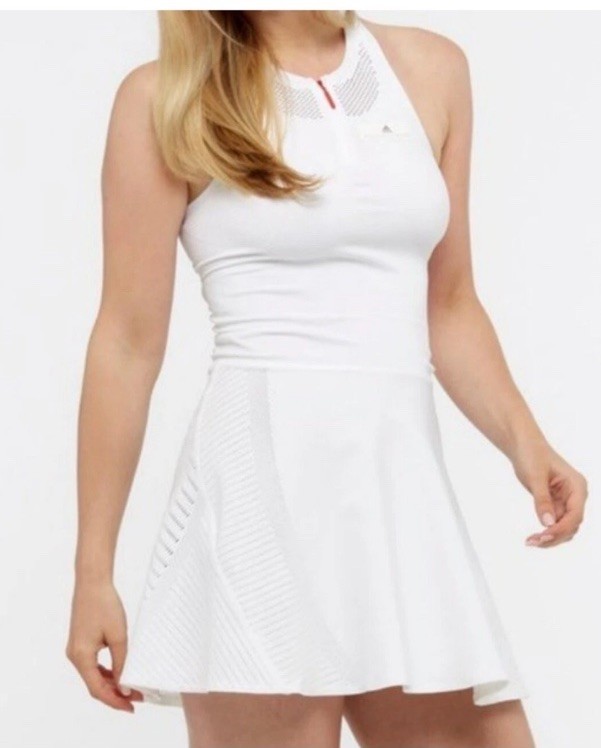 Stella McCartney Adidas White Mesh-Inlay Barricade Tennis Dress Lg Free Shipping