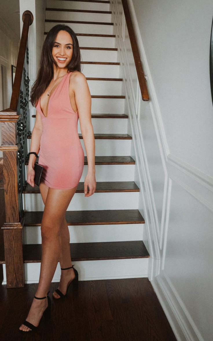 Pink Deep V-Neck Mini Dress