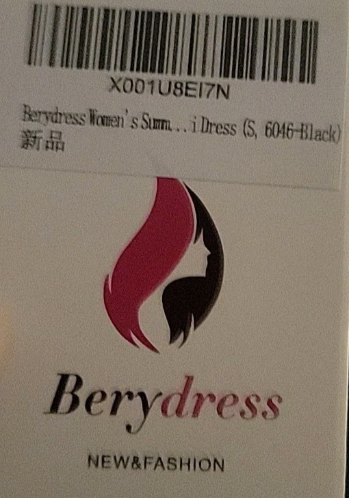 BeryDress Black Spaghetti Strap Button A Line Sundress Backless Women’s Small