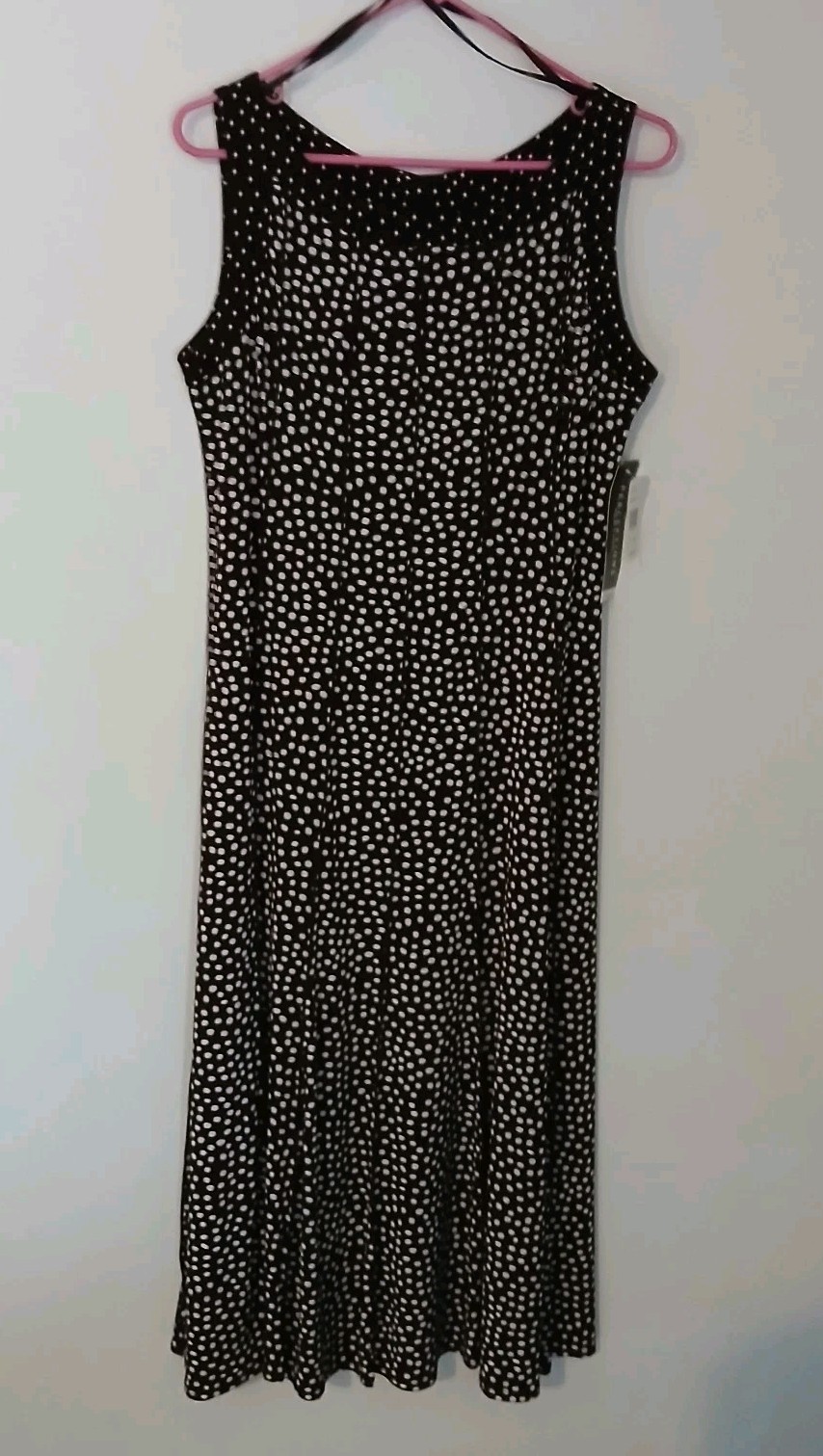 NWT Perceptions NY Dress size 14 Brown and White Print