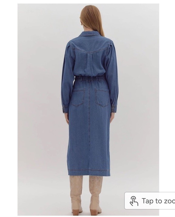NWT Entro Western Style Button Down Denim Midi Dress. Small. $90