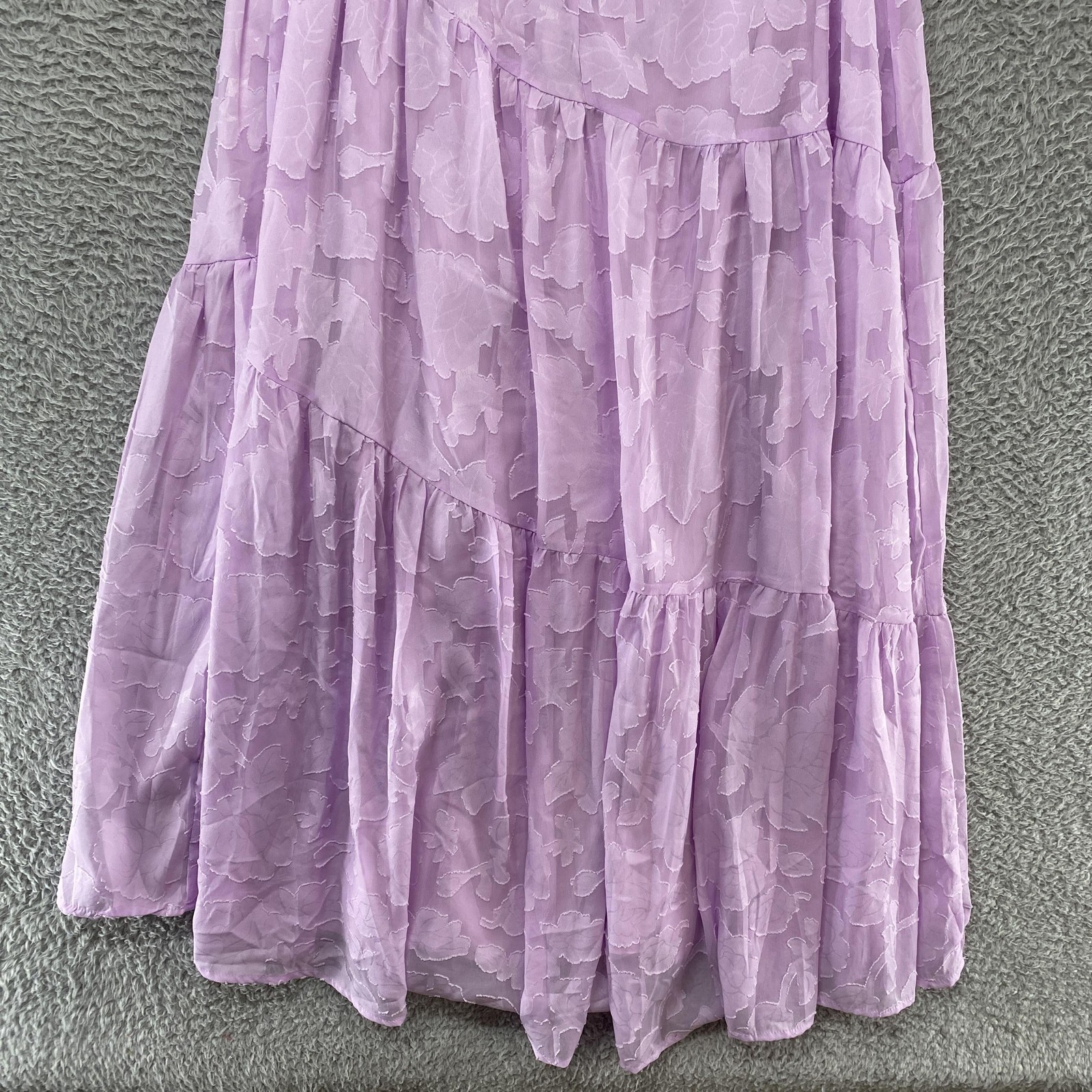 Hello Molly Strapless Sweetheart Midi Dress Womens Large Floral Tiered Lilac