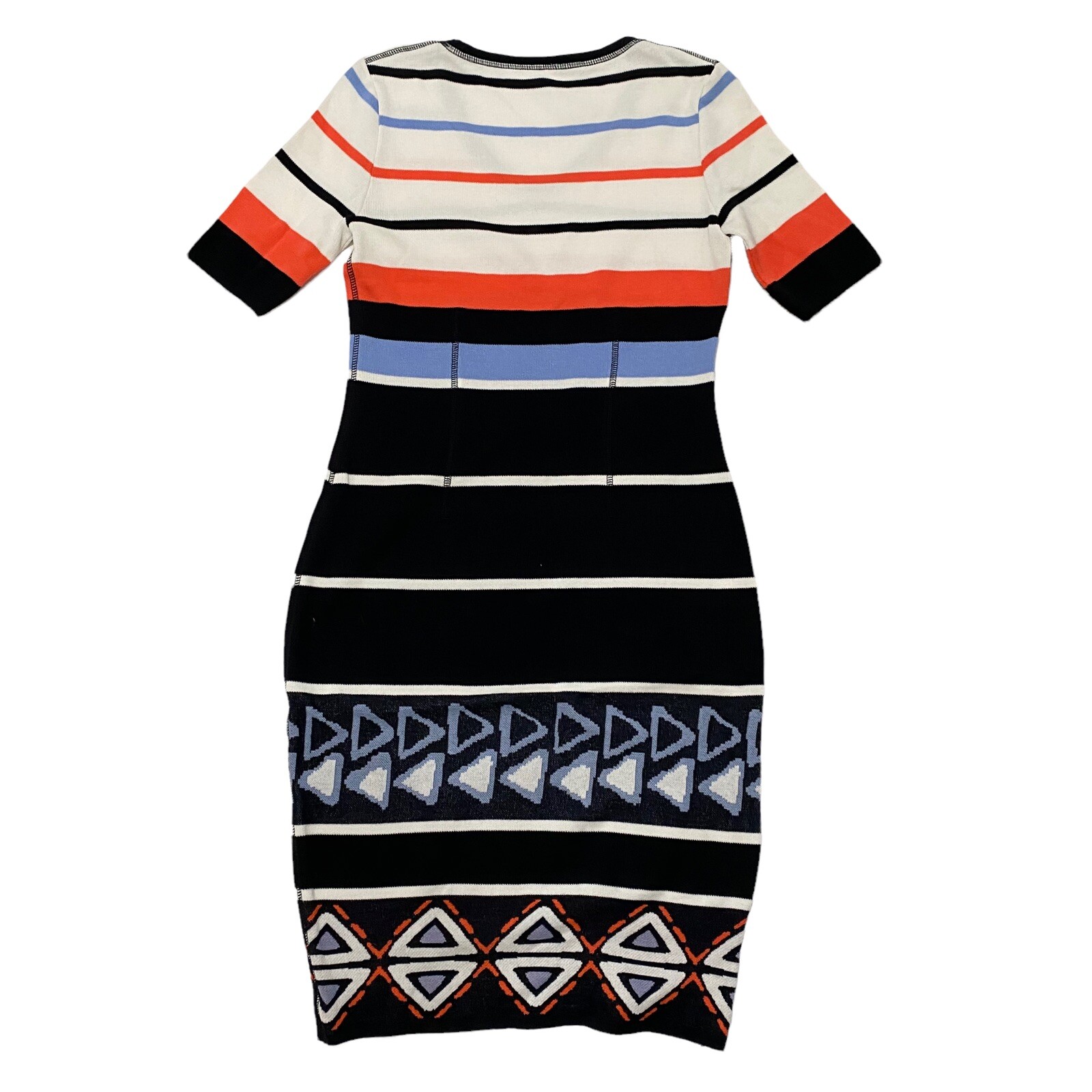 Marc Cain Sport Navy White Coastal Striped Geometric Knit Dress N2