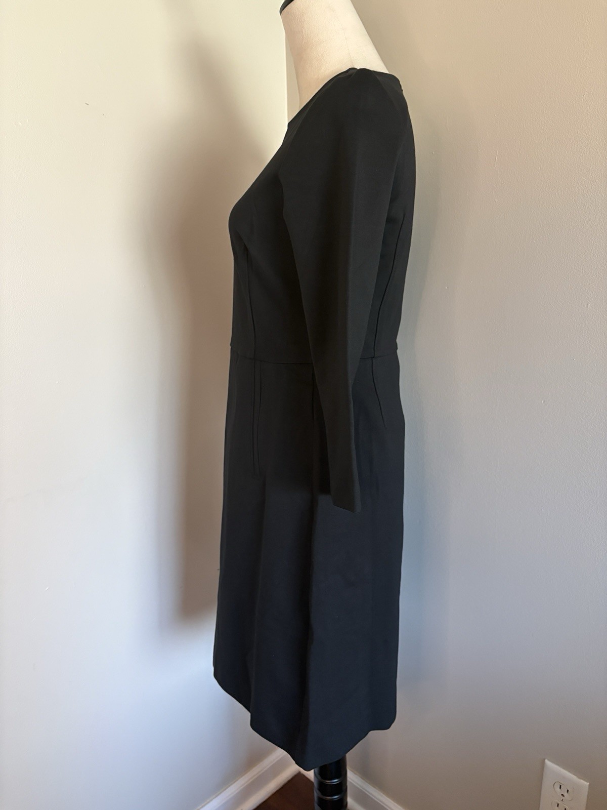 Spanx NWT Perfect A-line Black Dress 3/4 Sleeves Pockets Slimming Stretch Small