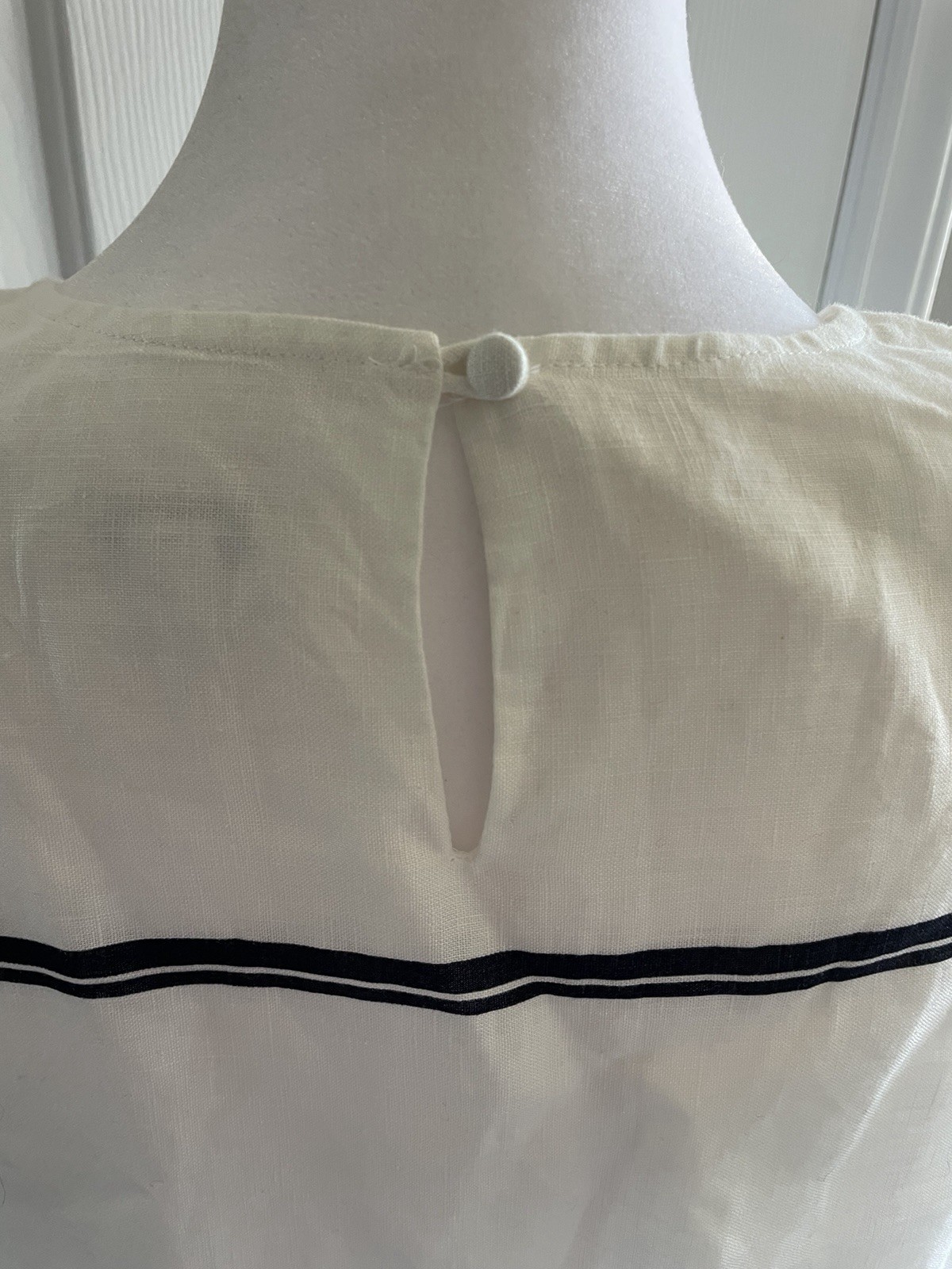 J.Jill Sleeveless LINEN Shift Dress White/ BLUE STRIPE Size Large