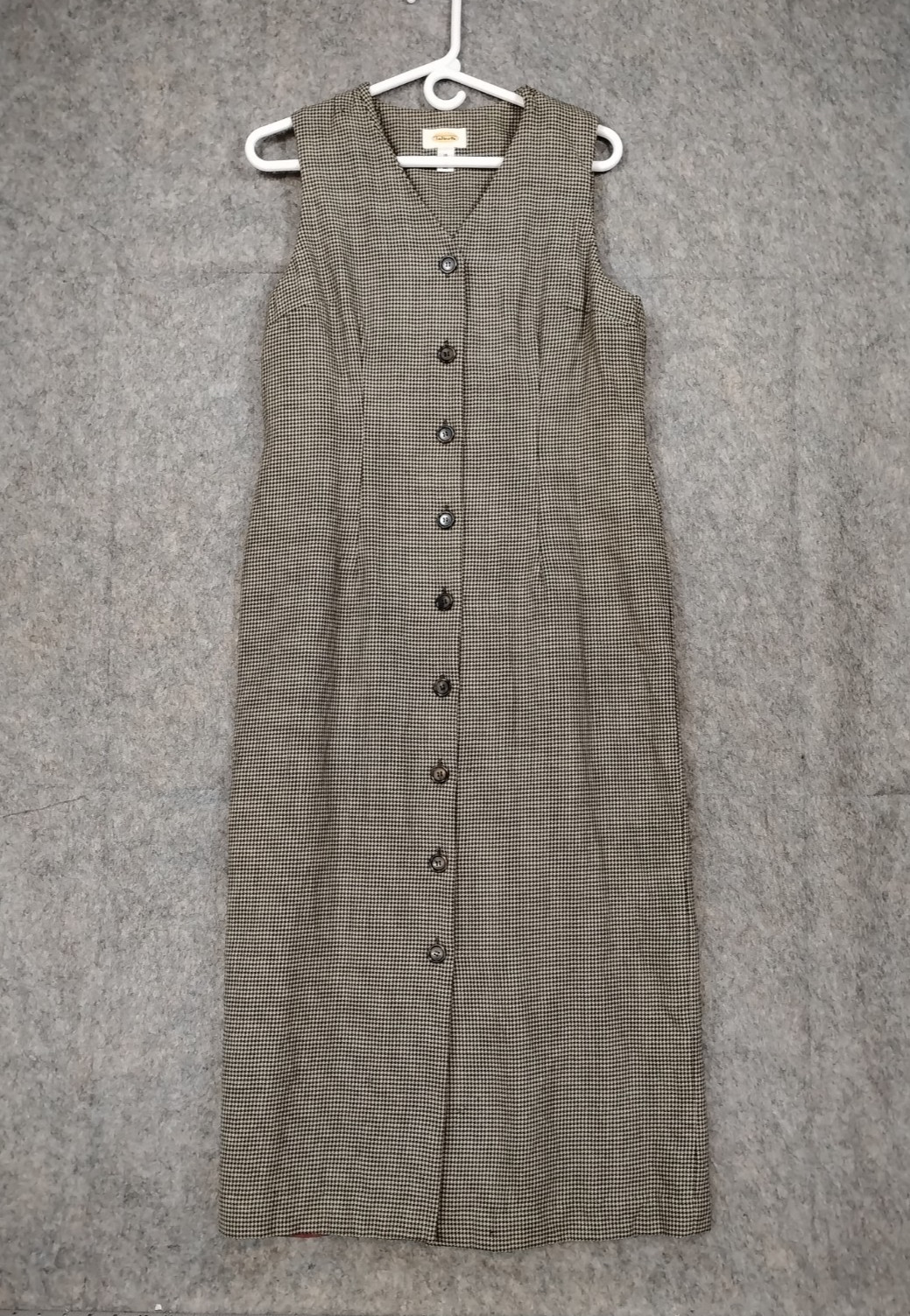 VTG Talbots Dress Sz 10 Houndstooth USA Wool Button Front Workwear Classic
