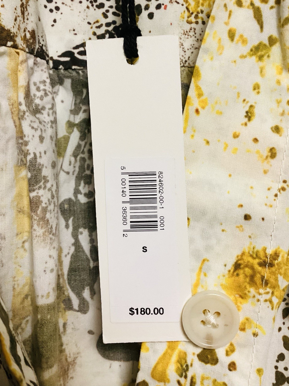 NWT $180 Banana Republic Yellow Camo Splatter Pocket Midi Shirt Dress Sz Small