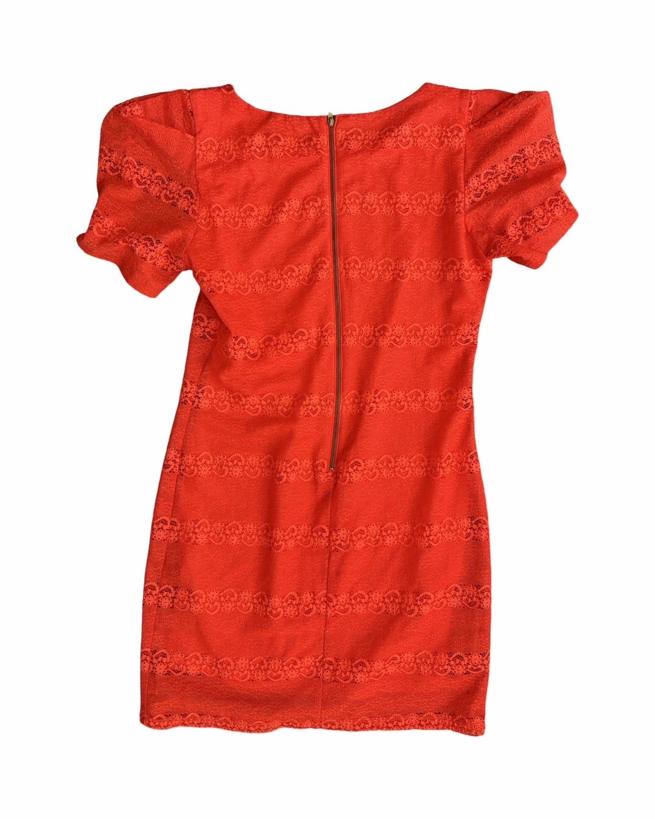 XXI Forever 21 Womens Large Red Lace Dress Ruffle Hem Bodycon Party