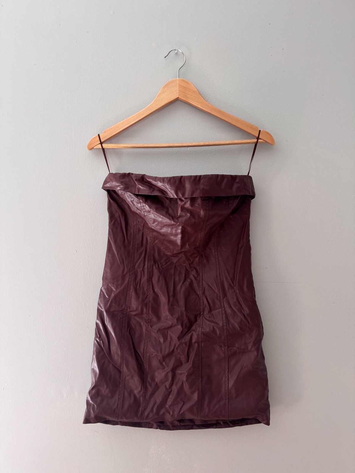 Cotton Candy LA Brown Leather Bodycon Dress Women’s Size M