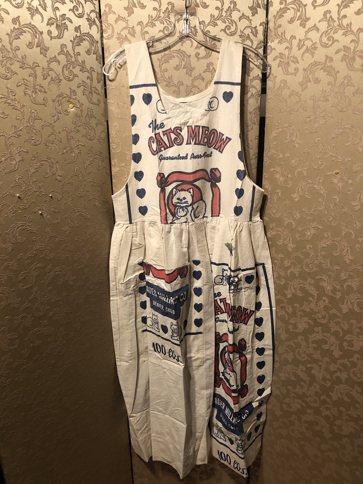 Vintage Cats Meow Flour Feed Potato Sack Dress Size Small S
