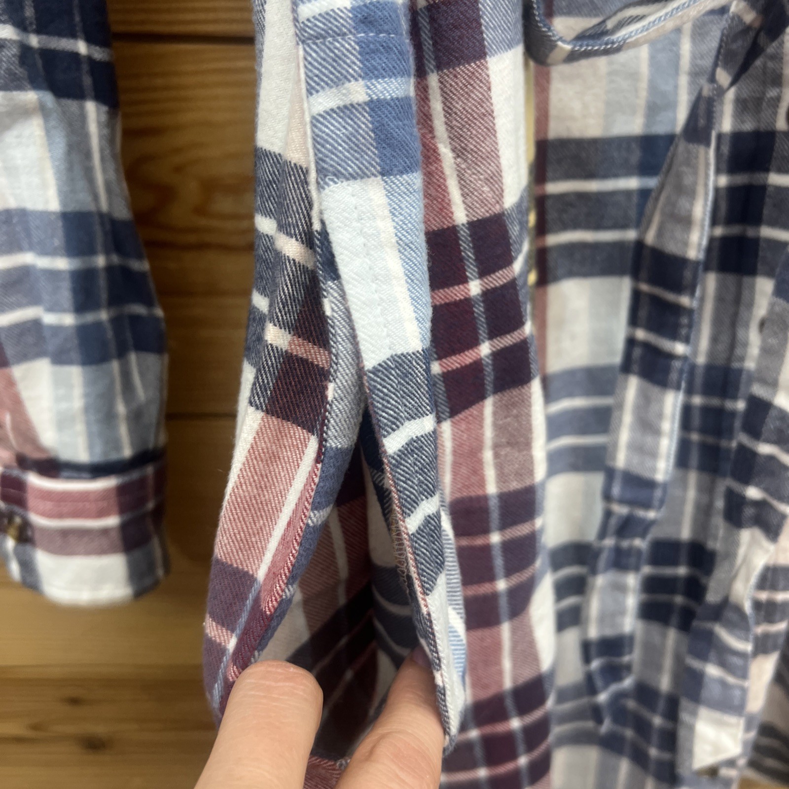 Goodthreads Dress Womens Large Flannel Plaid Shirtdress Collared Red Yellow B109
