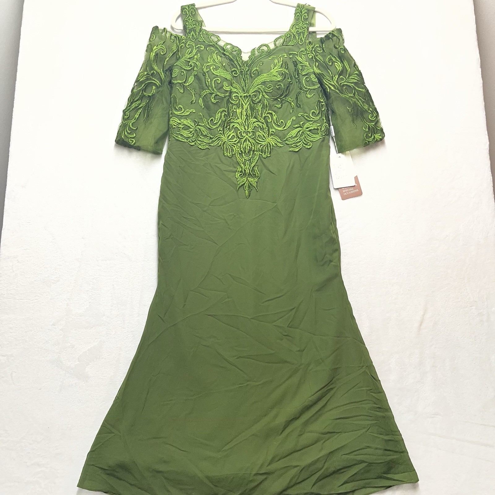 Stacees Sheath Square Neck Dress Womens 10 Moss READ DETAILS