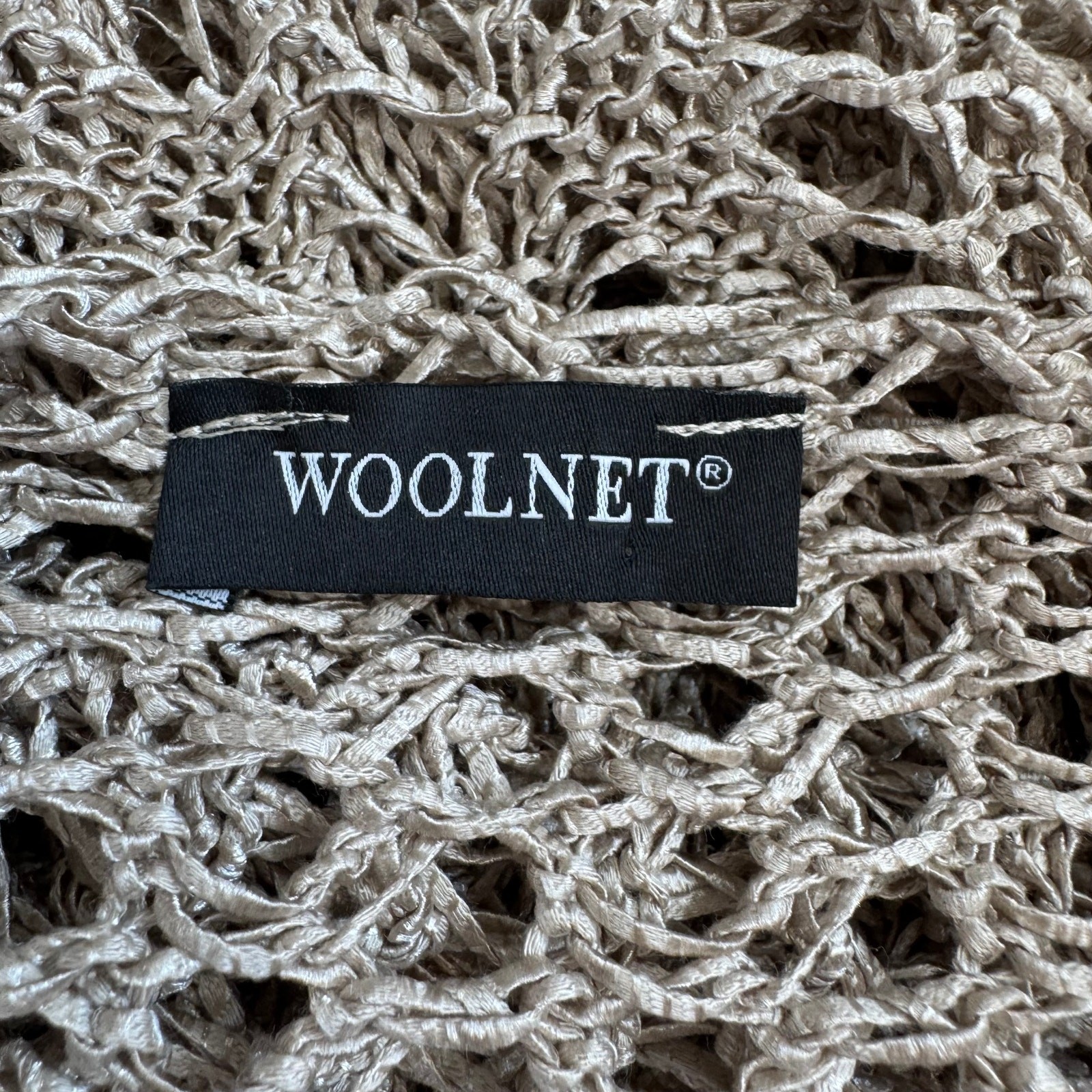 Woolnet Greece Metallic Bronze Gold Crochet Knit Maxi Dress Resortwear