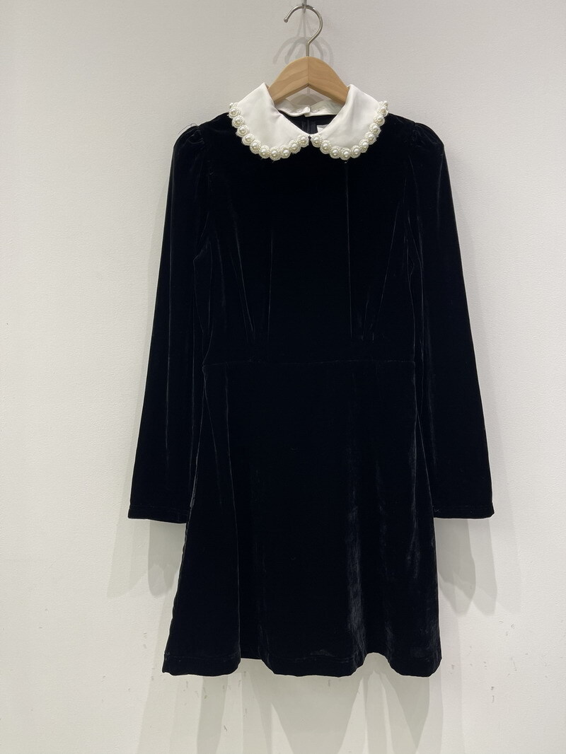 Sandro Round neck Stapled bead Hot drilling Sleeveless Black Dress