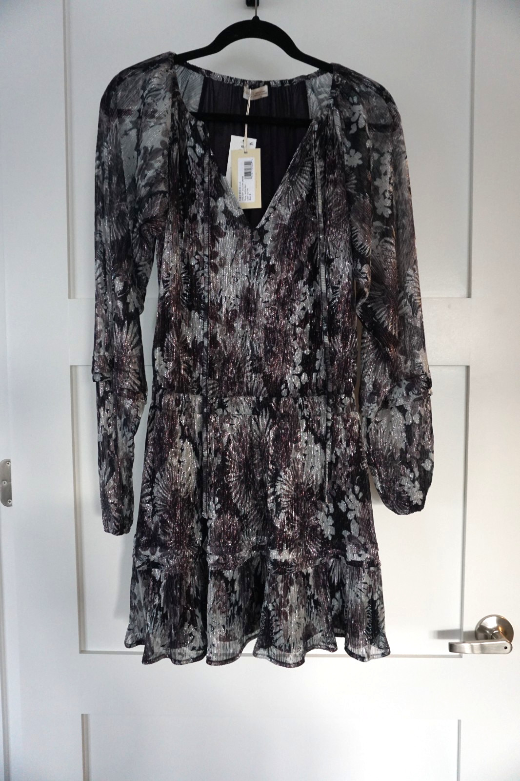 $395 Ramy Brook Twilight Aaliyah Mini Dress Long Sleeve Blue Small NWT