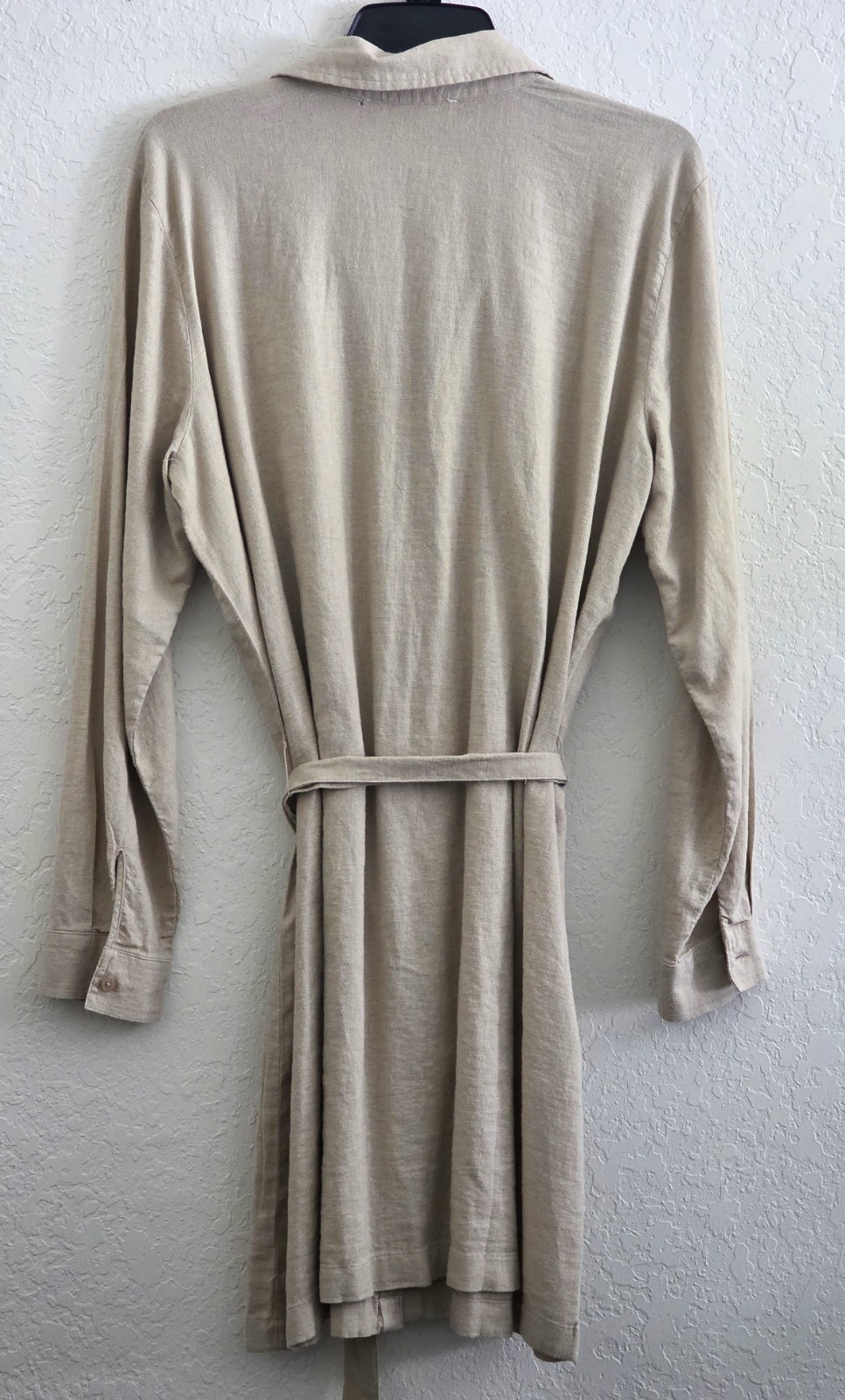 Michael Kors Linen Blend Shirt Dress Large Beige Belted Button Front NWOT