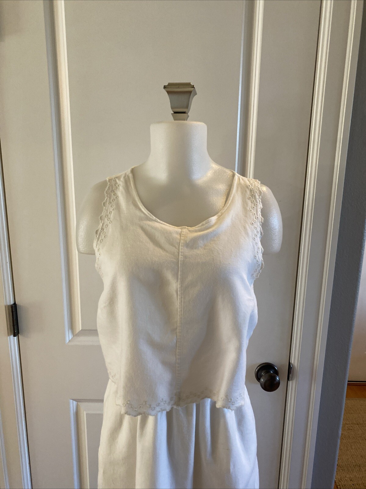 Madewell White Eyelet Overlay Open Back Dress Size 6/S Sleeveless Beachy Boho