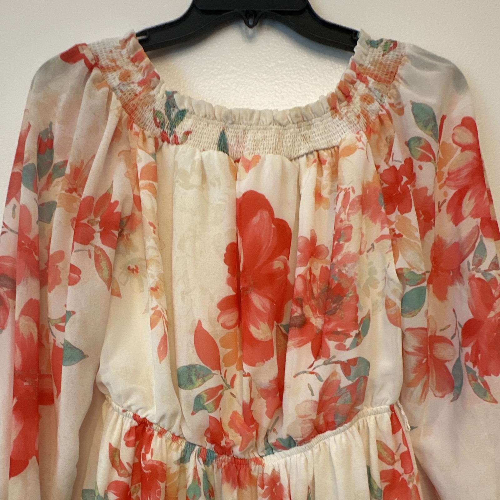 Flying Tomato Floral Off Shoulder Ruffle Lined Chiffon Mini Dress L 3/4