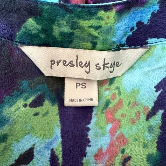 Presley Skye Womens Silk Artsy Wrap Dress Size Petite S Career Work Watercolors