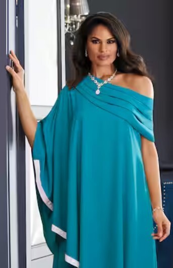 Size M Ashro Black Rhinestone Embellished Sisi Summer Crystal Caftan Dress