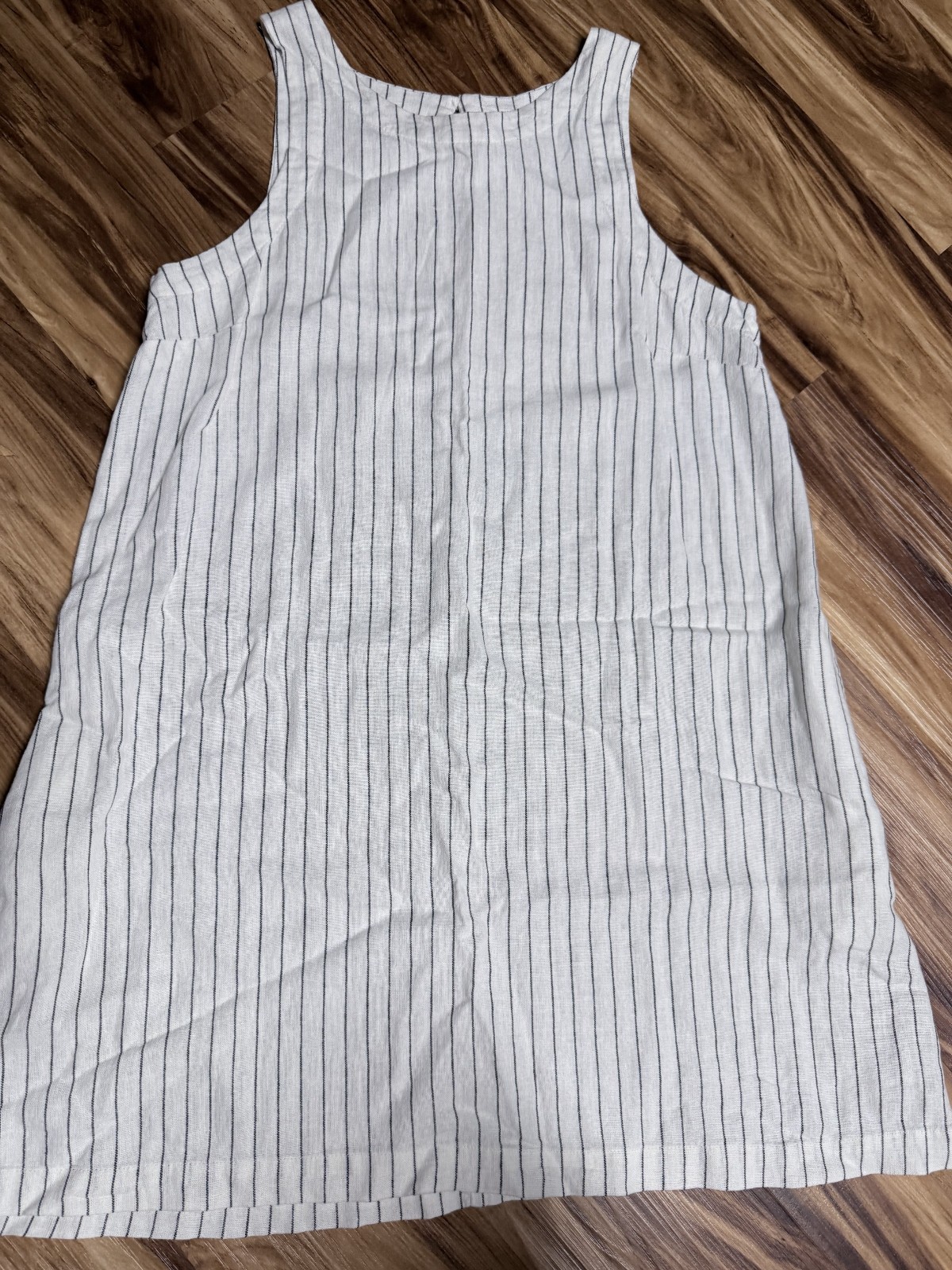Womens A New Day White & Black Stripe Linen & Rayon Blend Tank Dress Size Medium