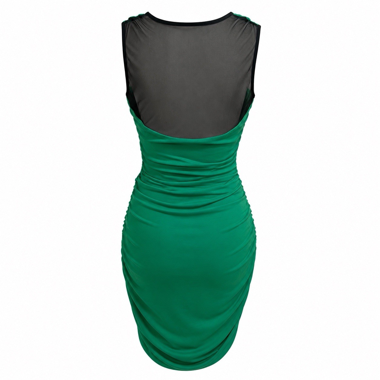 Sweet Storm Green Ruched Sleeveless Bodycon Mini Dress Cowl Neck Size L