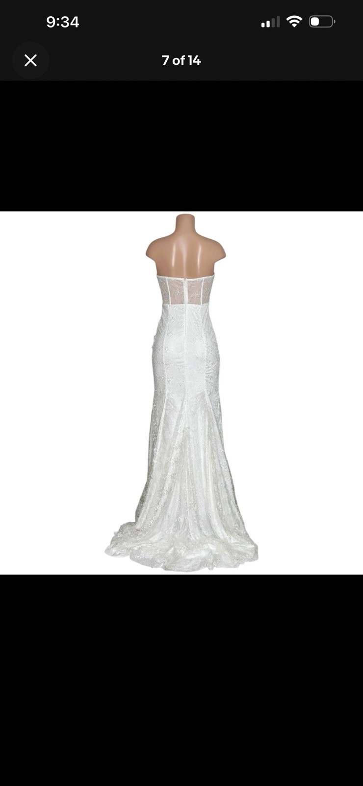 $198 NWT LULUS Ravishing Romance Embroidered Feather Bustier Dress, White, XS
