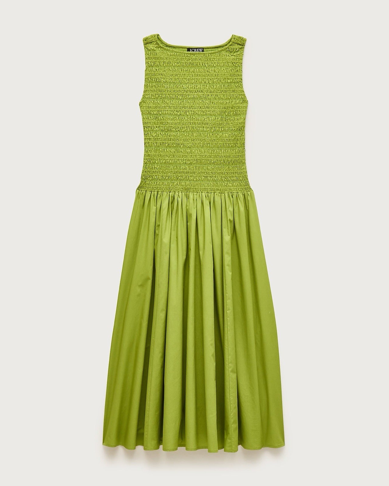 J.Crew Petite Medium Lina Smocked A-Line Midi Dress In Vibrant Fern Green NWT