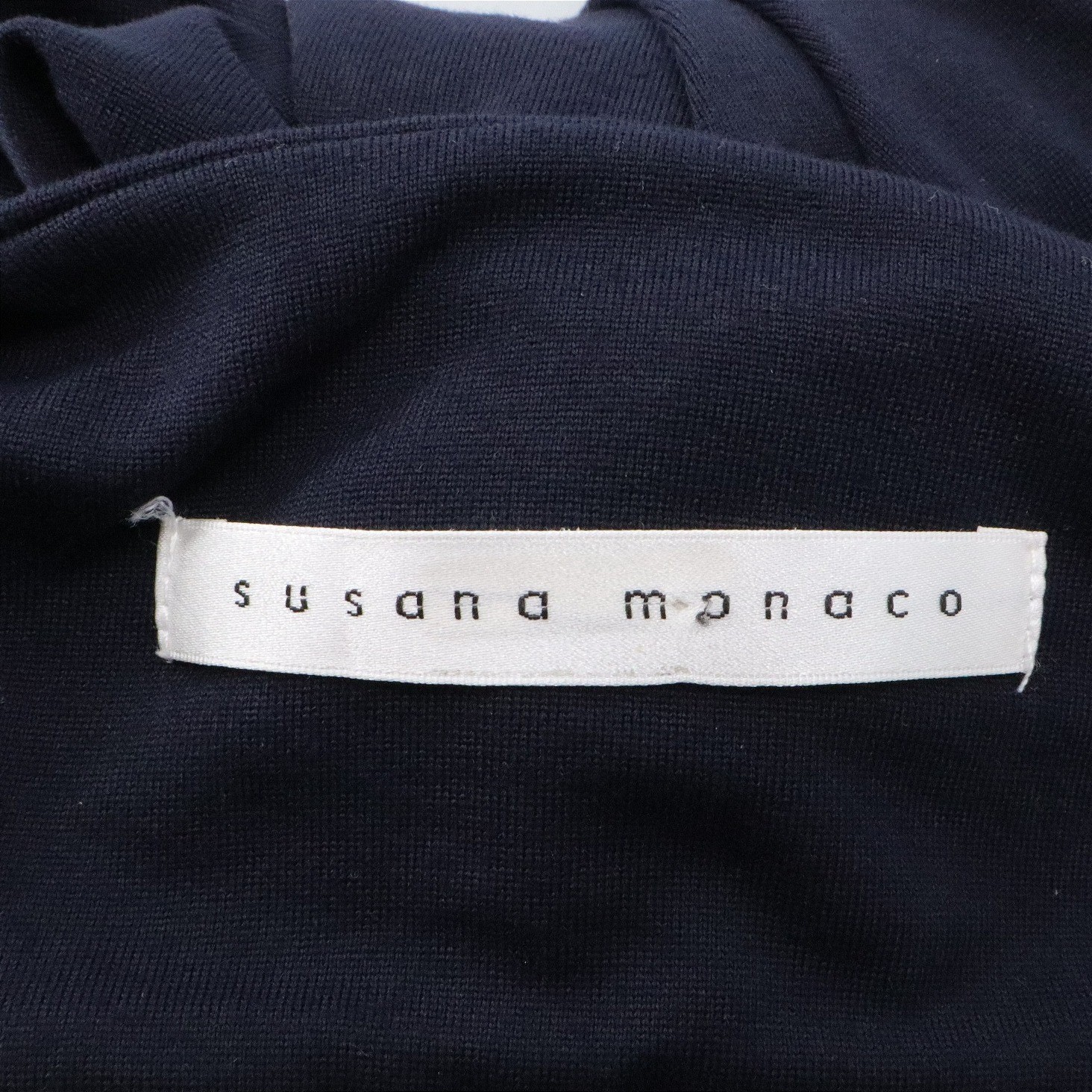 Susana Monaco Open Back Sheath Mini Dress Long Sleeve Navy Large