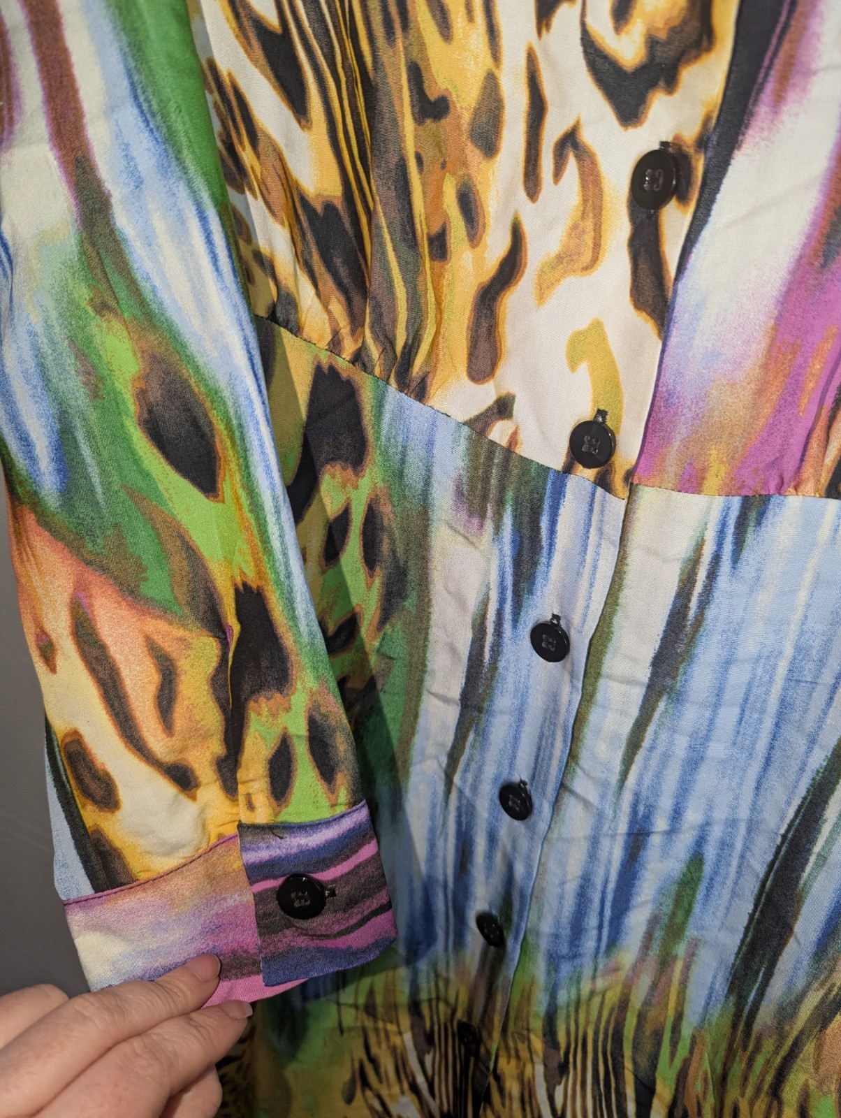 NWT Attitudes by Renee Colorful Vibrant Shirt Dress w/ Purple Tank Dress 2Fer XS