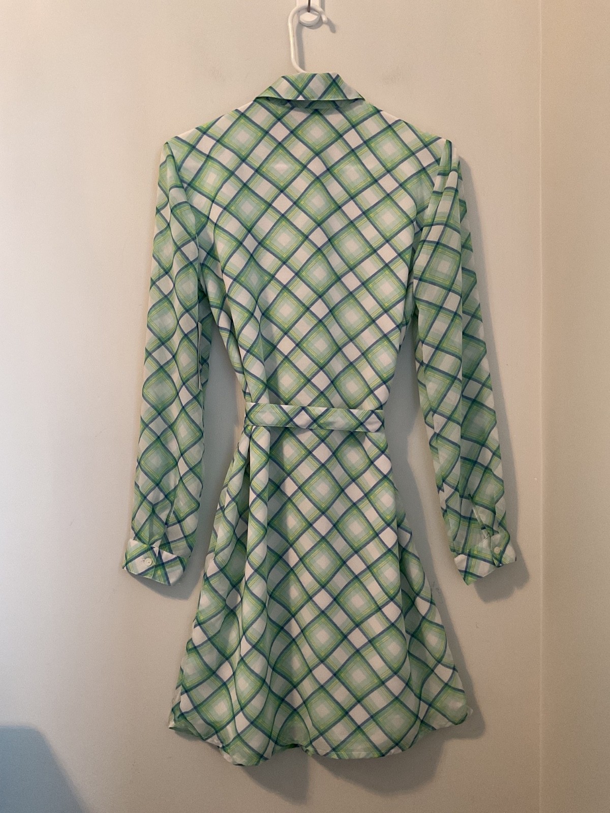 Tommy Hilfiger Green Blue Piaid Long Sleeve Button Down Dress Women’s Sz S/P NWT