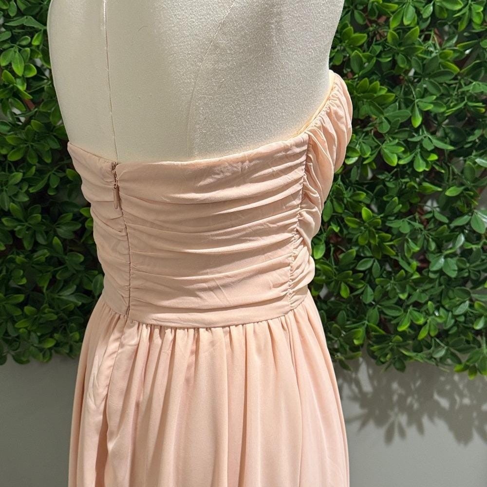 NWT- Moonlight Serenade Peach Strapless Dress w/ Slit