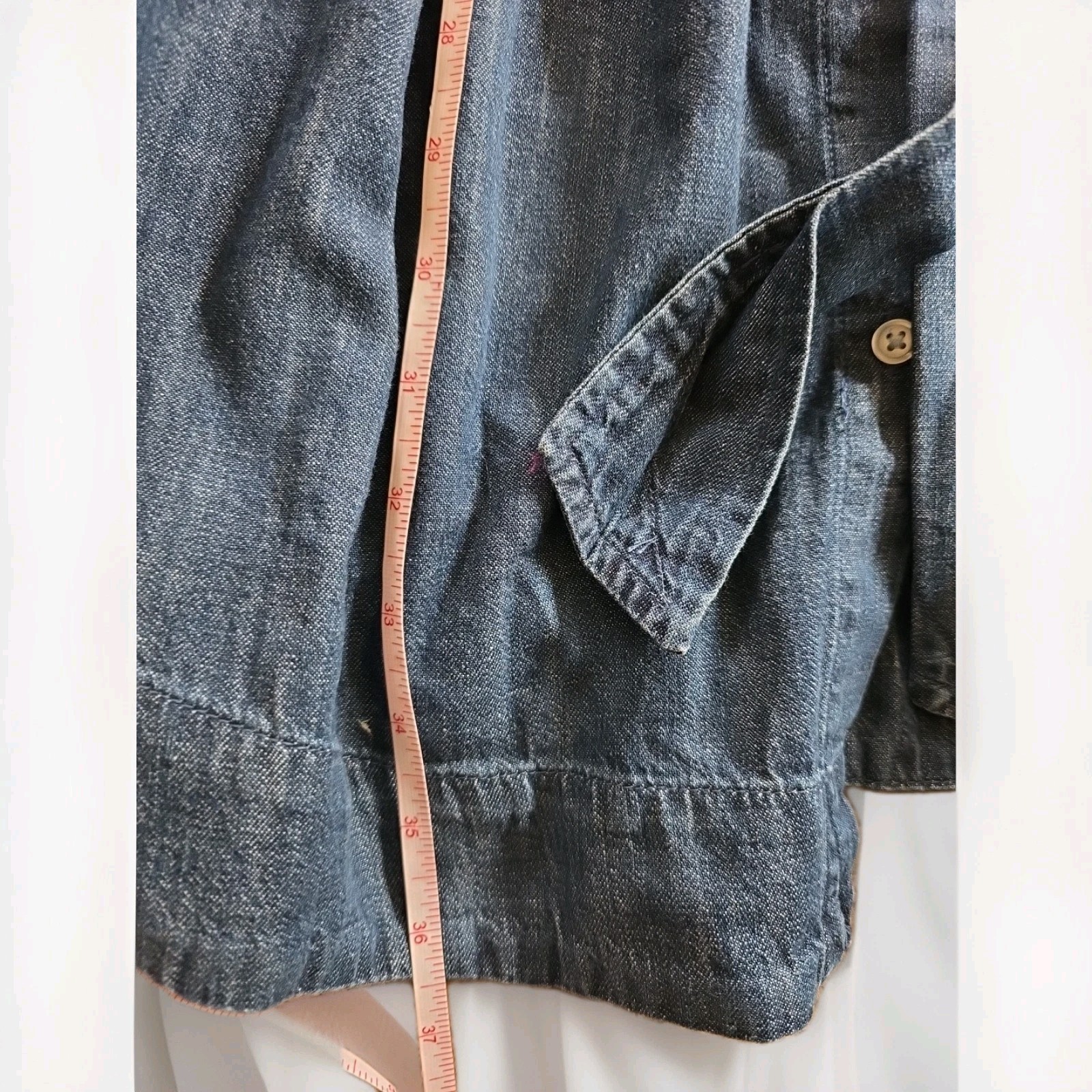 Womens Free Assembly Long Sleeve Shift Denim Dress Indigo Wash Size L. CB1
