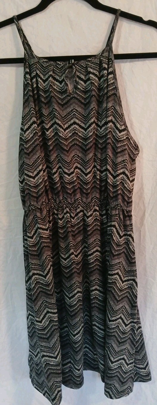 Sheila Rose Chevron Sun Dress Black-Grays Zig-Zag Womens Xlg Elastic Waist