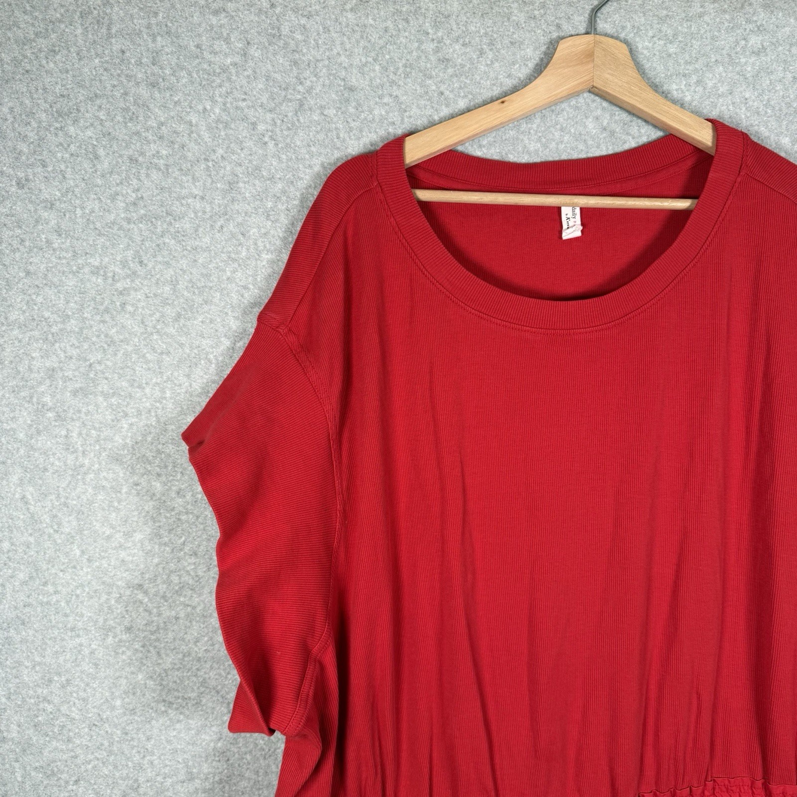 Daily Practice by Anthropologie Short-Sleeve Mini Dress Red Ribbed Tie 2X