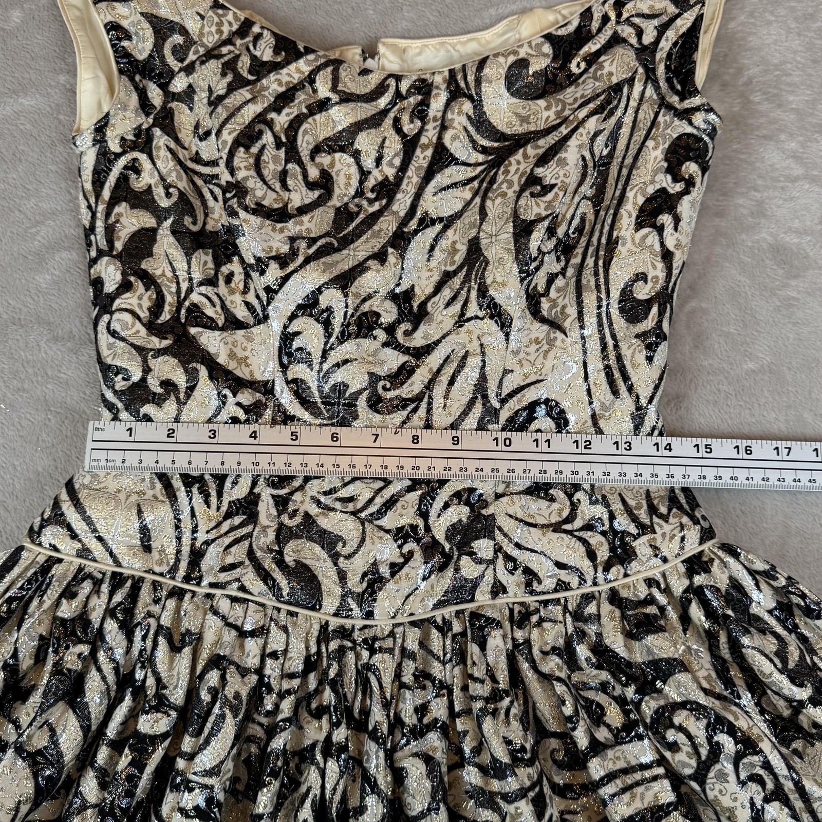Jenny Packham Dress Womens 10 Black Gold Metallic Brocade Party Cocktail Glam
