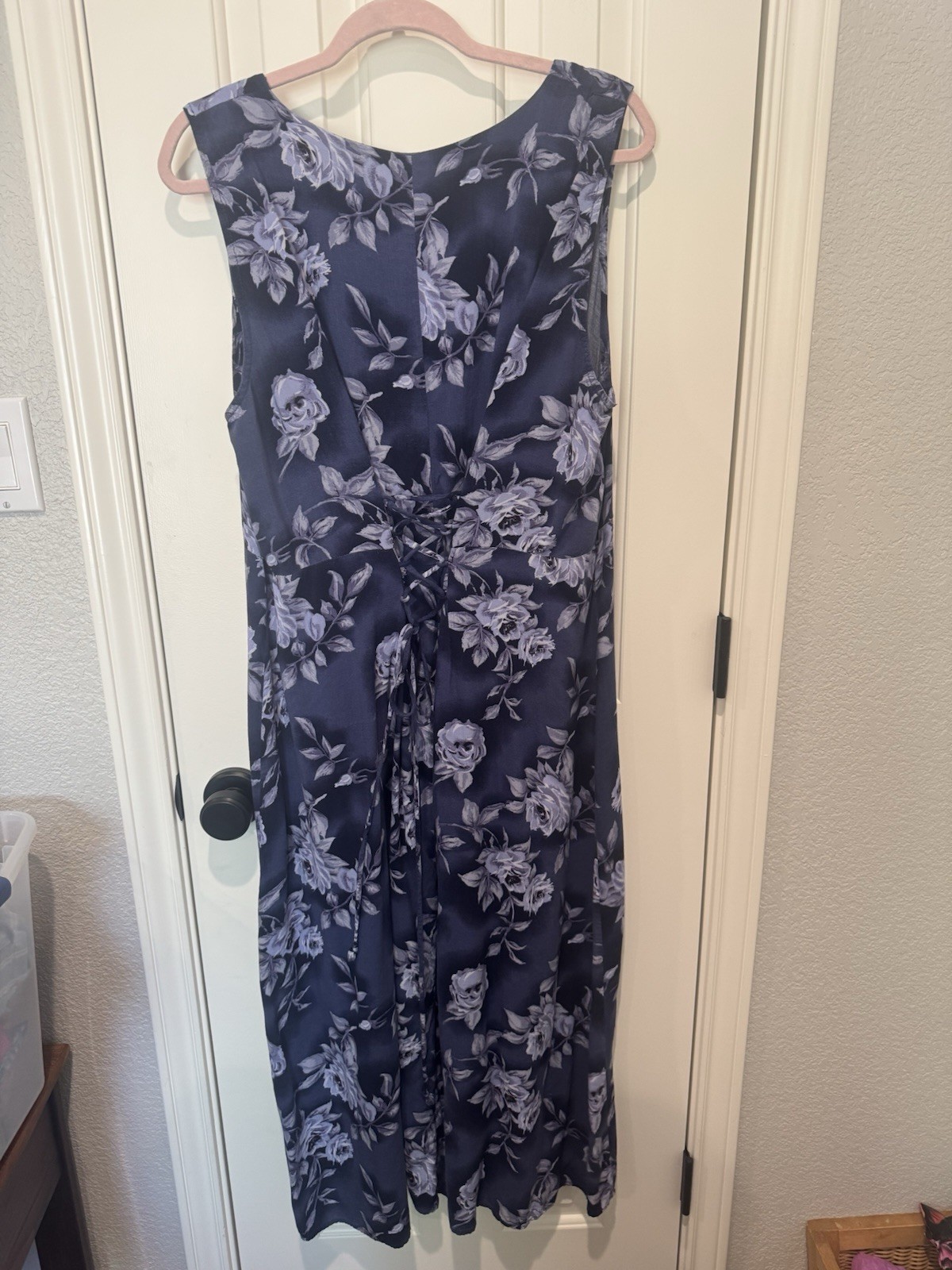 VTG Maxi Dress 90s Flowey Romance Tie Back Lace Up Whimsygoth Forest Fairy Large