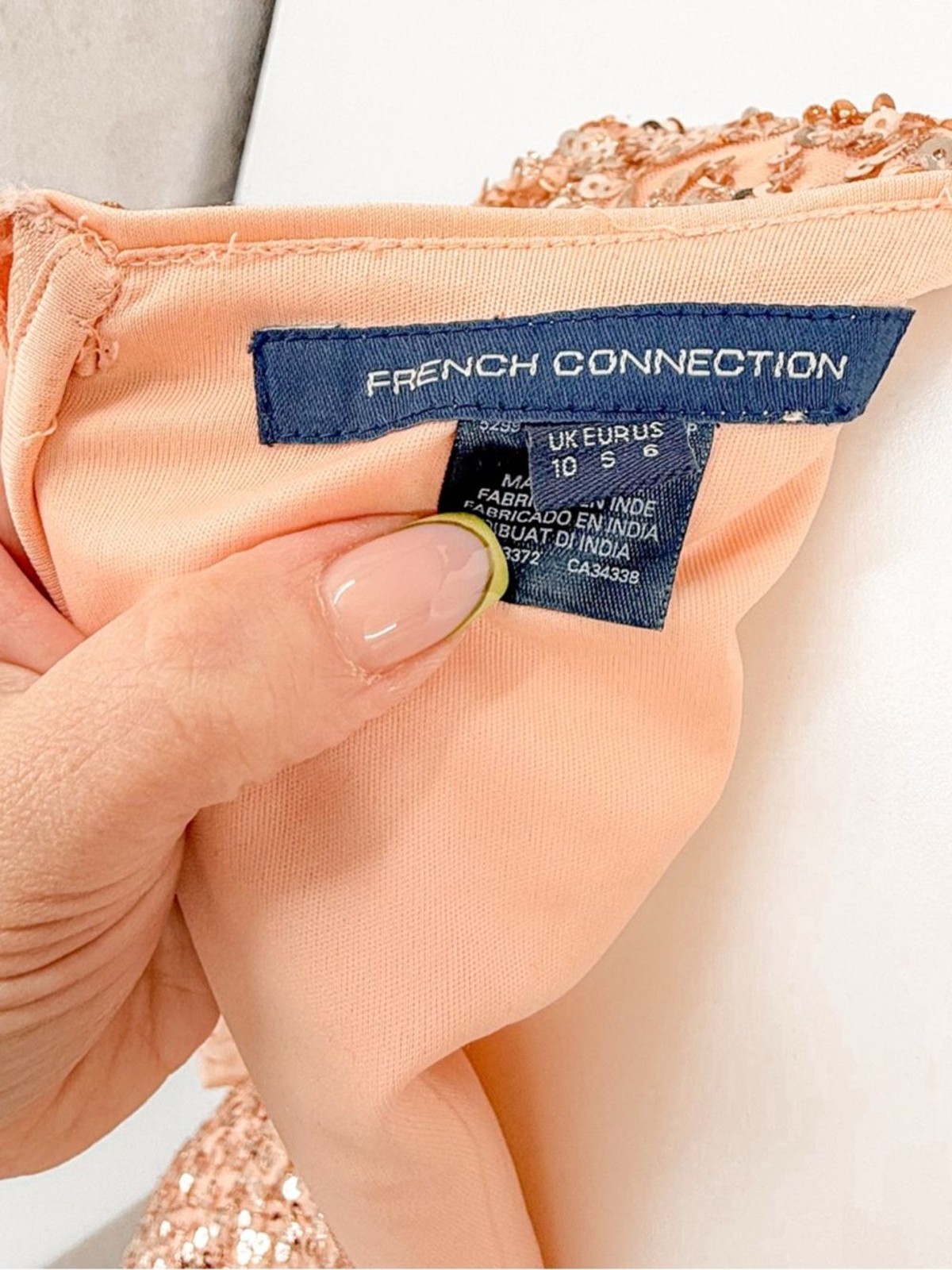 French Connection Blush Sequin V-Neck Mini Dress
