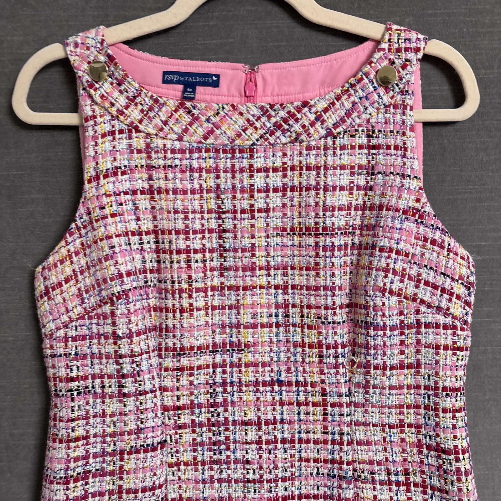 Talbots Dress 6 Petite Pink Tweed Sheath Work Office Career RSVP Preppy Easter