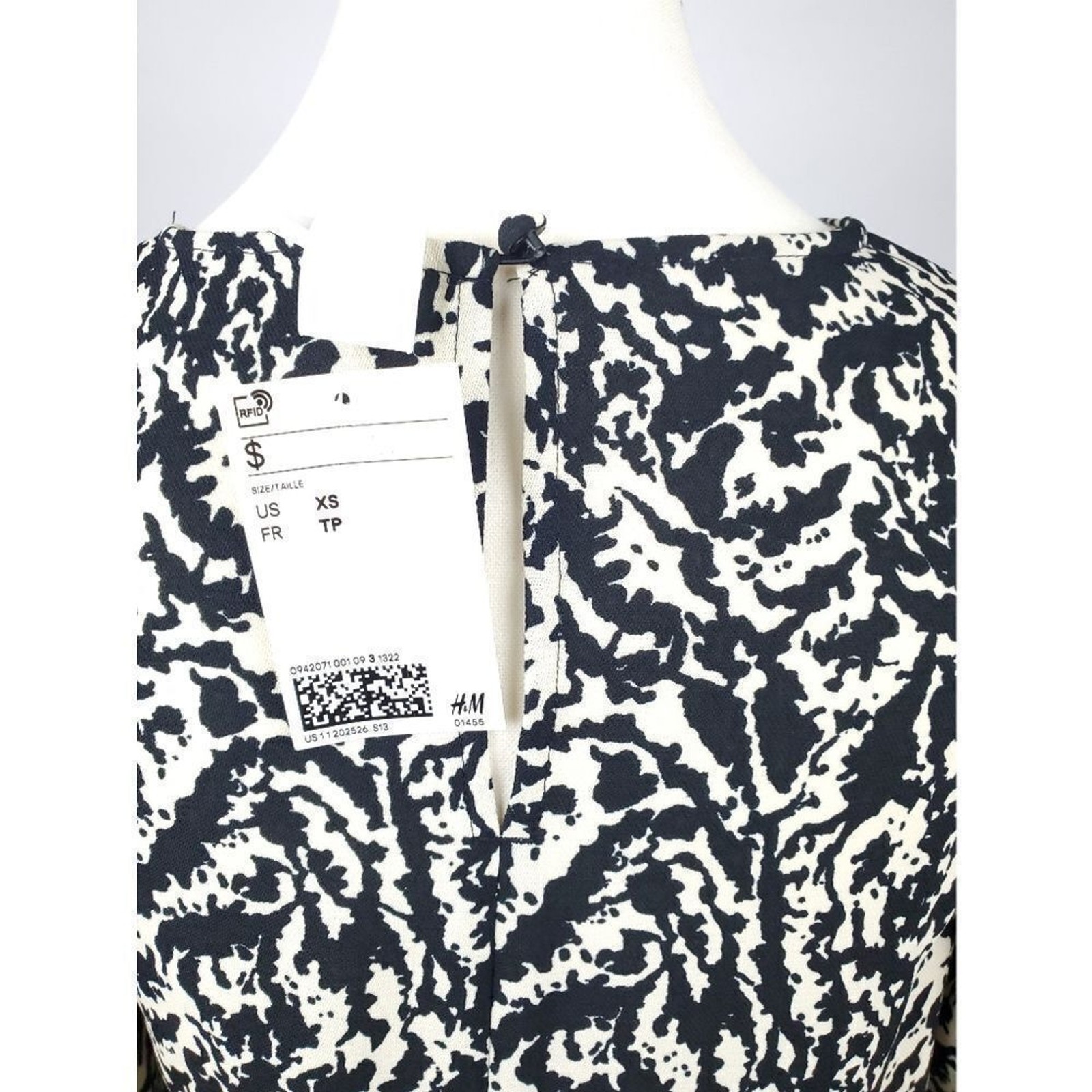 NWT H&M Black and beige patterned above the knee Dress sz XS Boho NEW 326