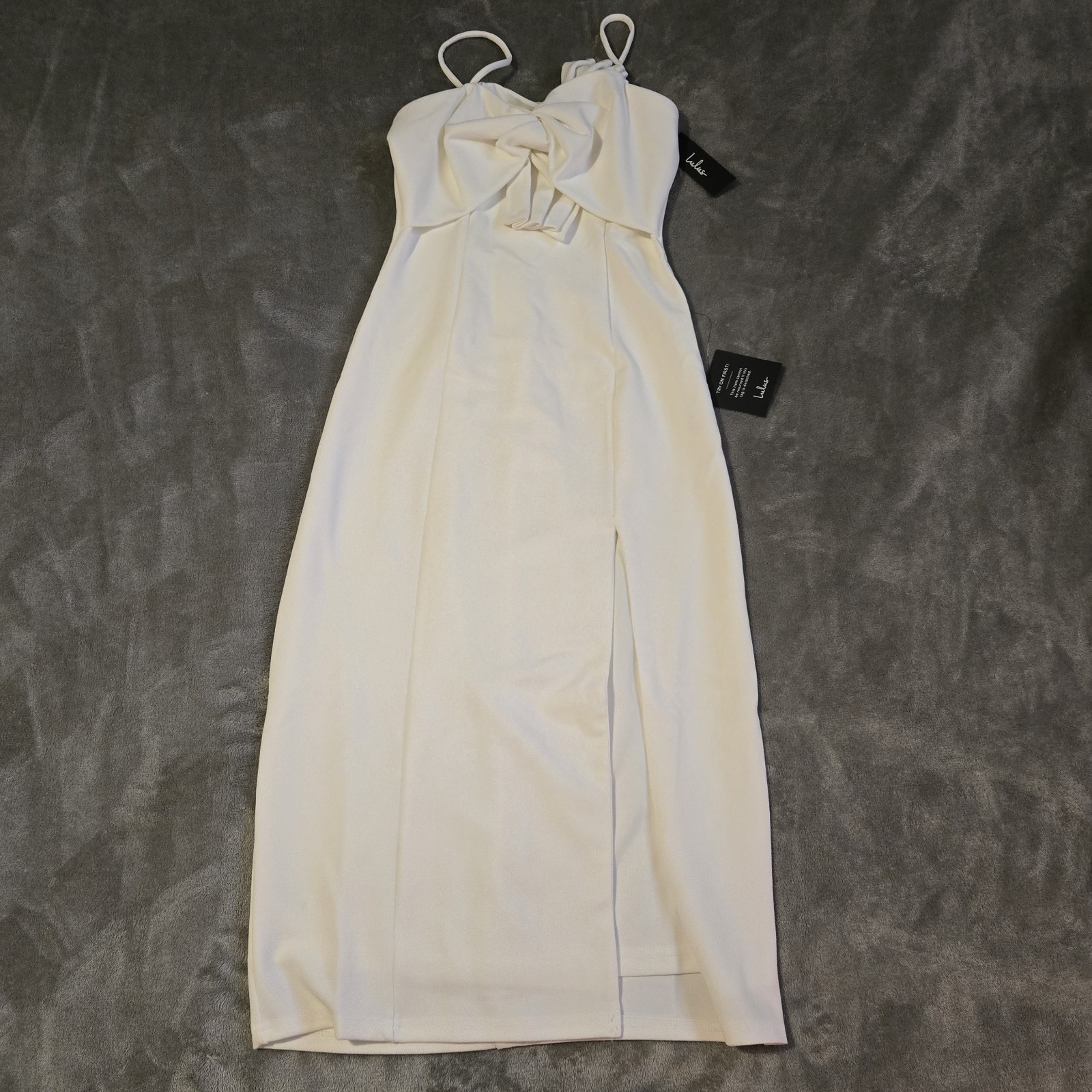 Lulus Memorable Muse White Twist Front Midi Dress Size XS NWT $88 Retail