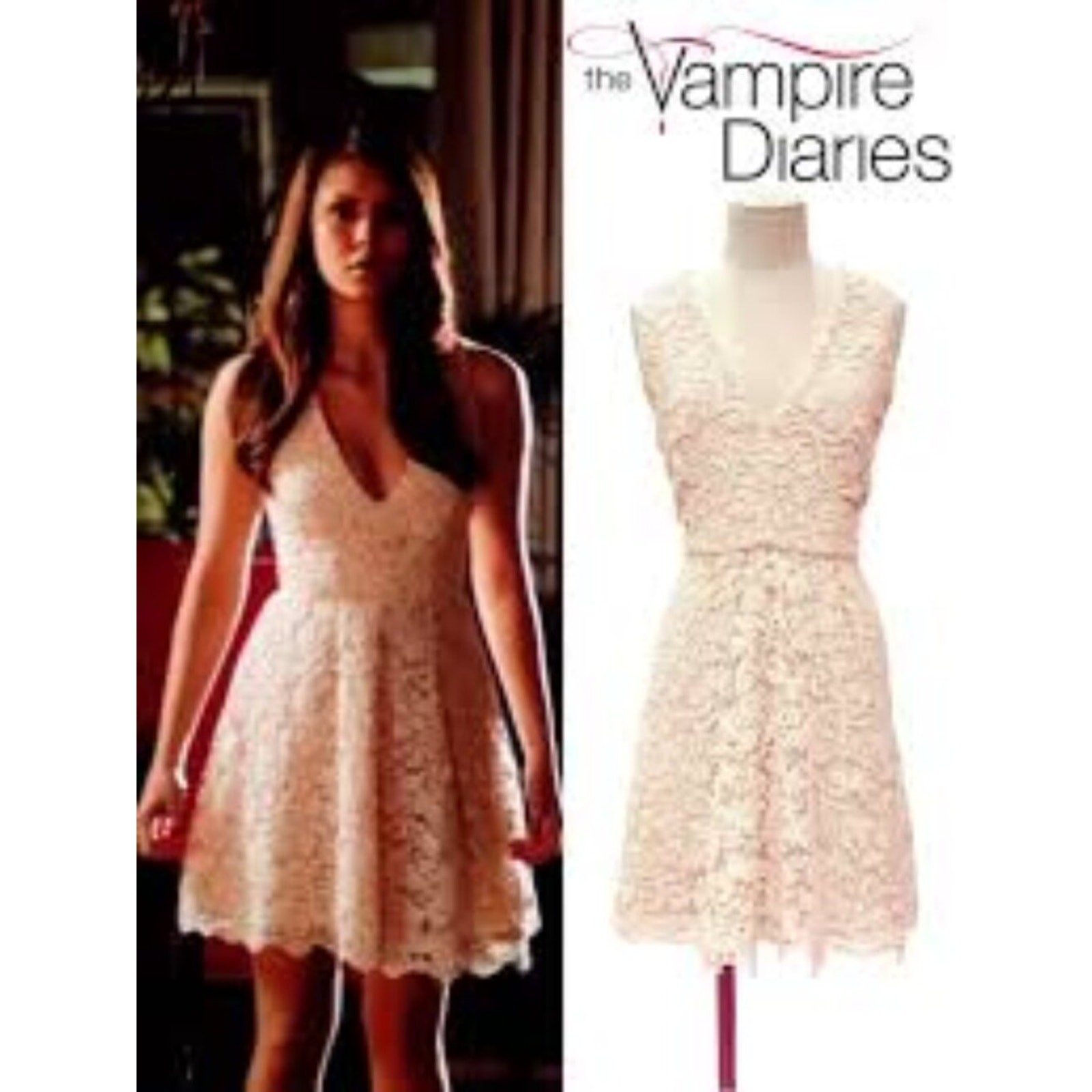 French Connection ‘Loving Crochet” Vintage Dress- 6- As Seen On Vampire Diaries