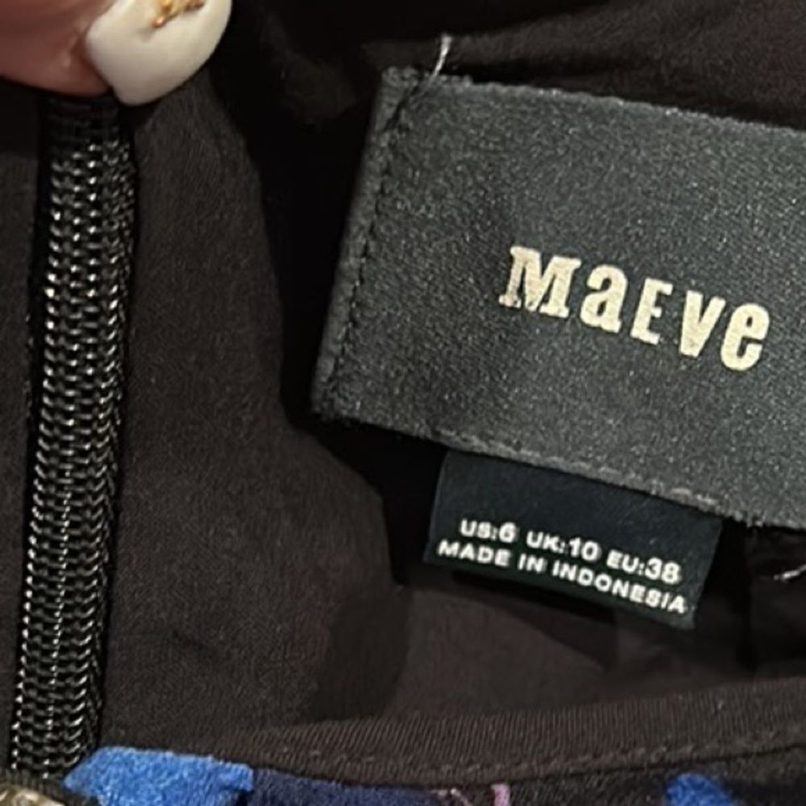 ANTHRO MAEVE ELIA NAVY MARINE MULTI COLD SHOULDER SHORT SLEEVE FLORAL DRESS 6