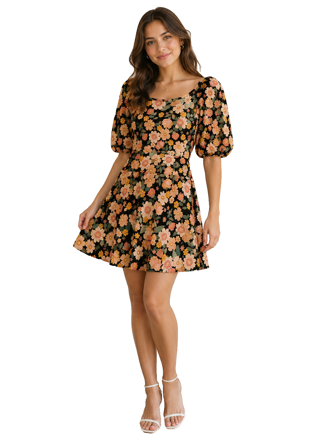 Velvet Torch Los Angeles XS Floral Puff Sleeve Mini Dress USA Boho NWT
