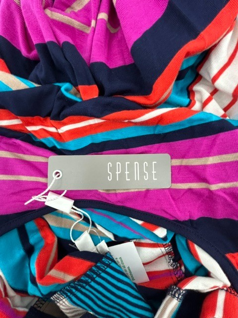 Spense Multi-colored Striped Knit Dress Size Large Lace-up Grommet Neckline