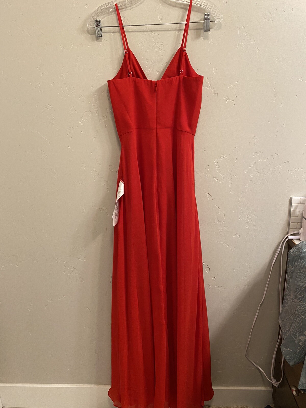 Dress The Population Size XS Cambria Red Maxi Slit Cutout Evening Gown Dress