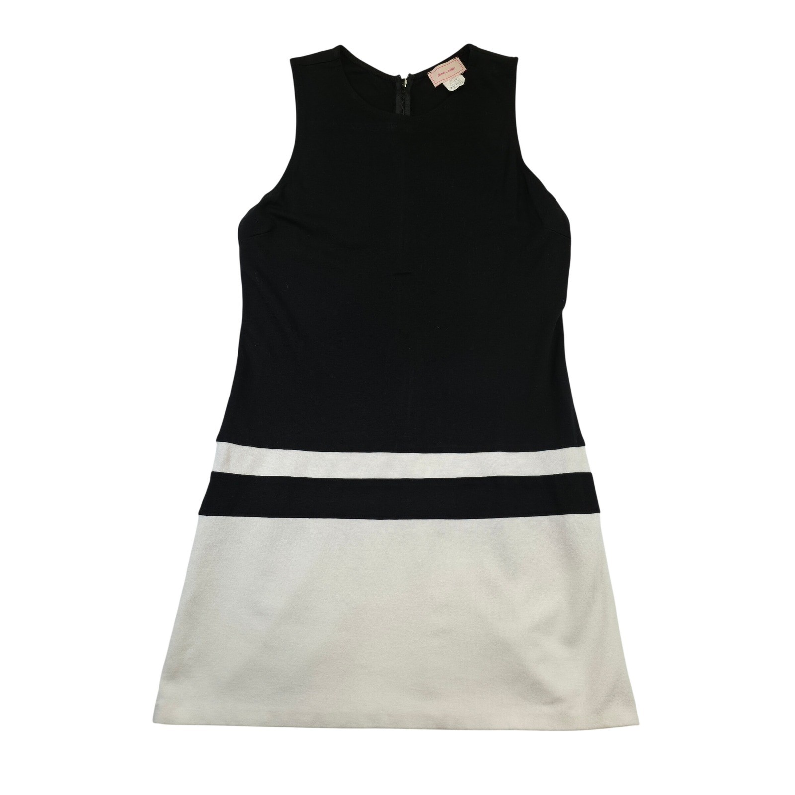 love edy black and white striped sleeveless shift dress women’s size small