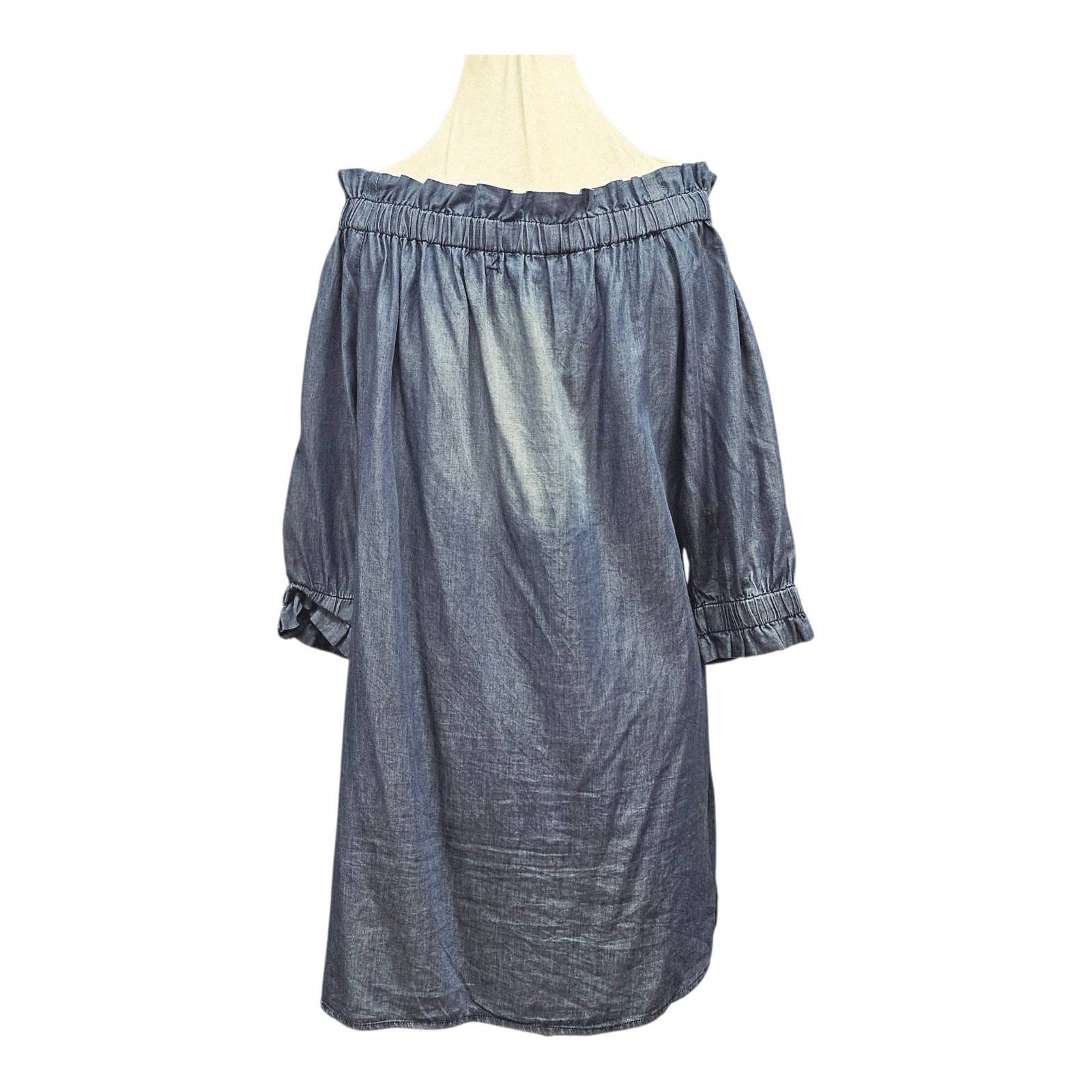 Style Envy Womens Off the Shoulder Dress Denim Blue 3/4 Sleeve Size Large Tunic