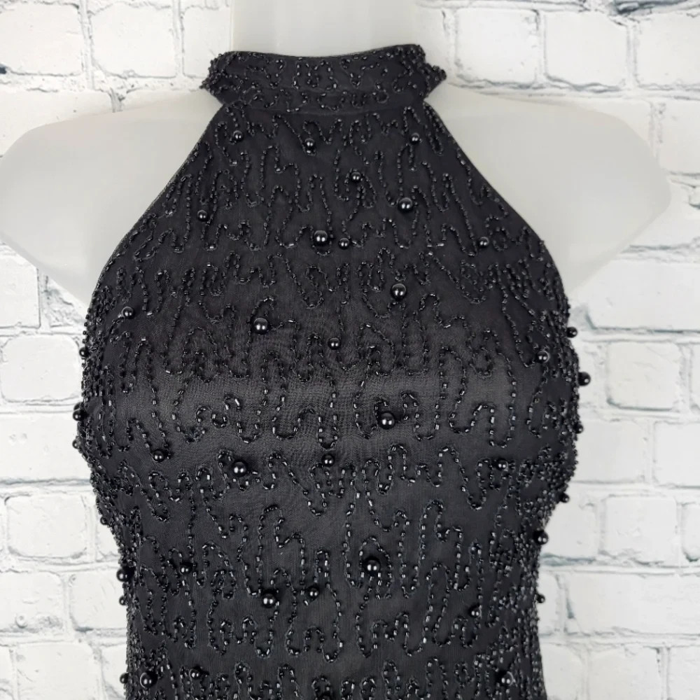 NWT Windsor Size M Black Beaded Backless Bodycon Mini Dress